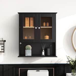 Mahit 26-in. W x 8-in. D x 30-in. H Bathroom Storage Wall Cabinet in Black Assembled