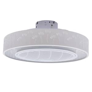 21.6 in. Modern White Indoor Integrated LED Flower Decor Lampshade Ceiling Fan with Remote Control
