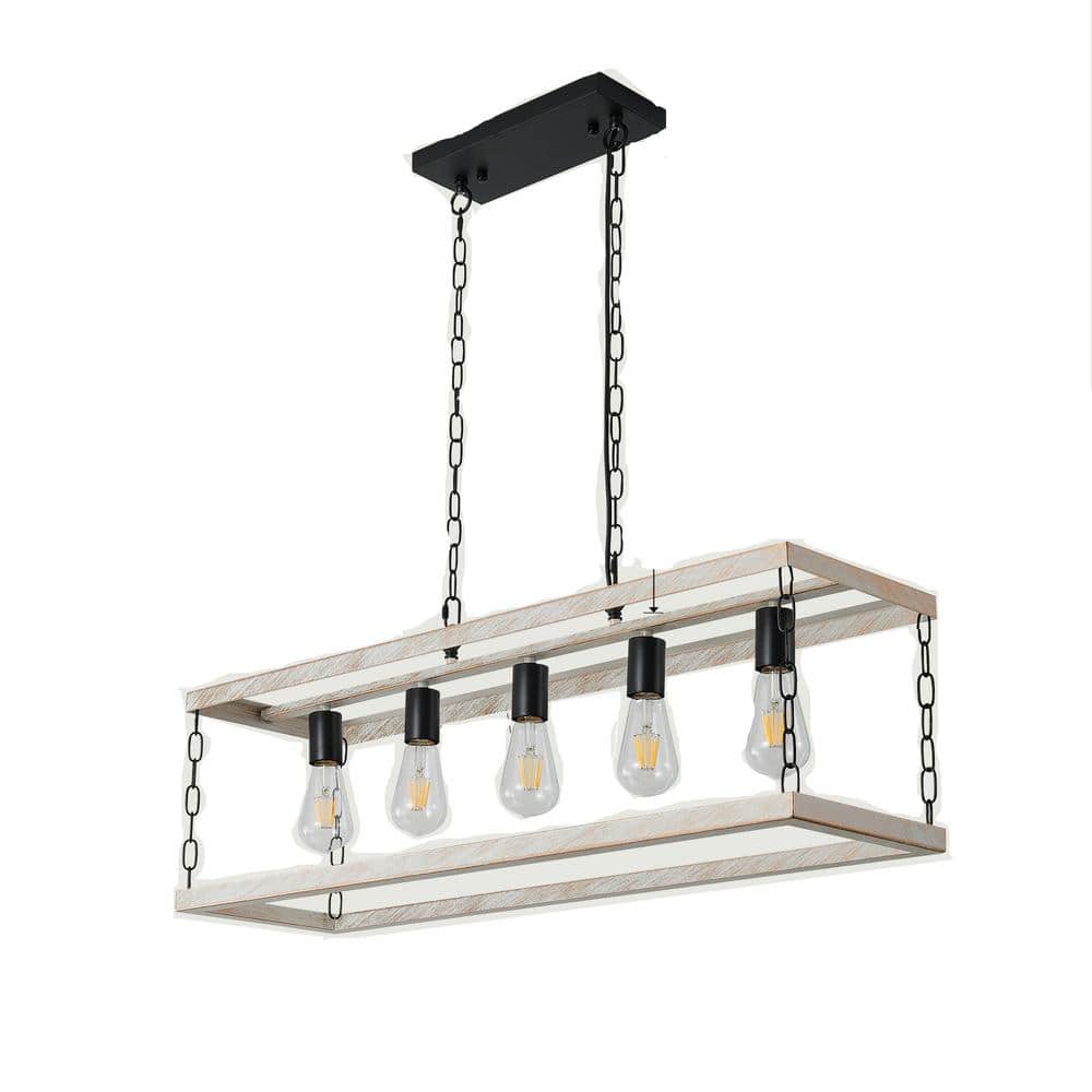 5-Light Black Metal Pendant Light Farmhouse Chandelier Light Barn Kitchen I