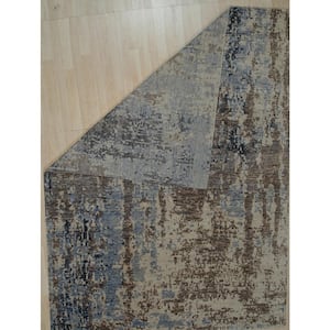 Hand-Knotted Wool Gray 8 ft. x 10 ft. Contemporary Abstract Galaxy Area Rug
