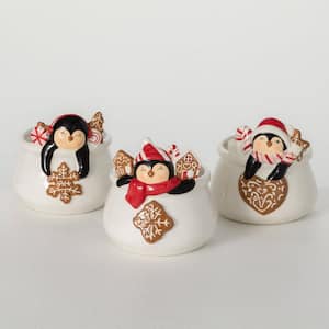 5.75 in. Whimsical Penguin Christmas Containers Set of 3, Multi-Color