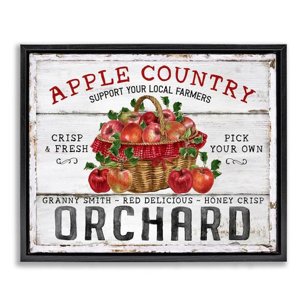 Stupell Industries Rustic Apple Orchard by Creatif Belle Black Floater Frame Graphic Typography Art Print 31 in. x 25 in.