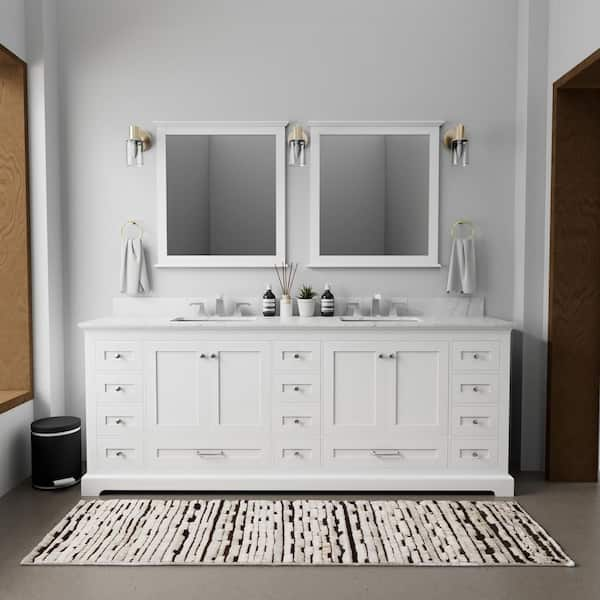 Dukes 84 in. W x 22 in. D White Double Bath Vanity without Top