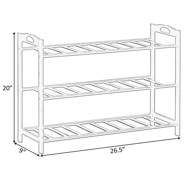 Basicwise QI004330.4 Bamboo Storage Shoe Rack, Free Standing Shoe Organizer Storage Rack, 4 Tier