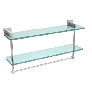 Montero 22 in. L x 11-3/4 in. H x 5-3/4 in. W 2-Tier Clear Glass Bathroom Shelf with Towel Bar in Polished Chrome