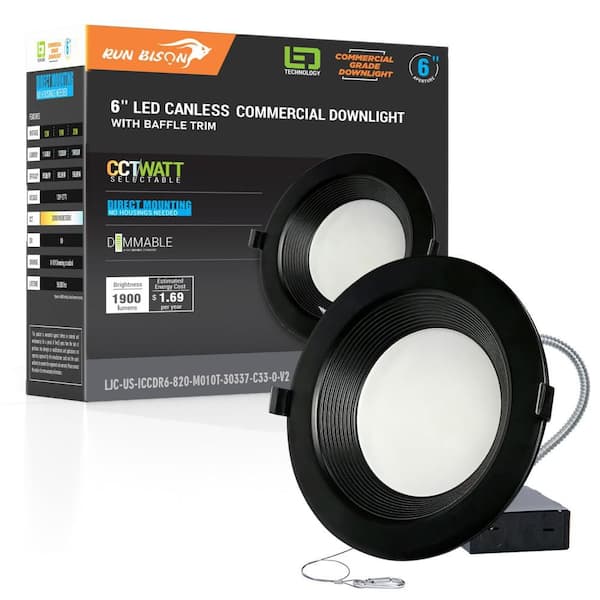 6 in. 20W CCT and Wattage Selectable New Construction or Remodel IC Rated Black Integrated LED Commercial Downlight