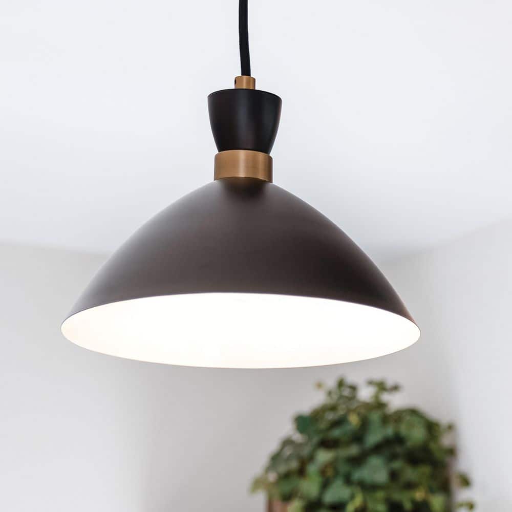 LARK Simon Black + Heritage Brass Conical Pendant Light 83257BK-HB