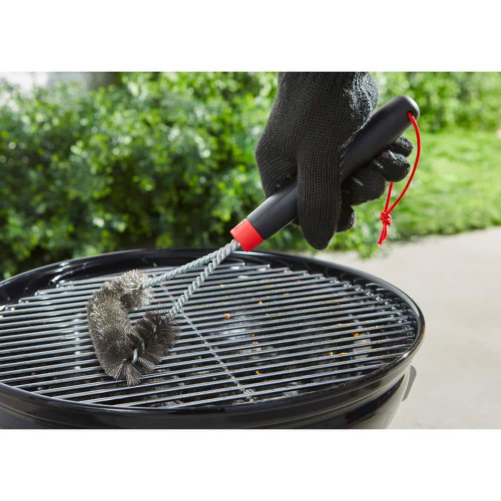 Weber 12" Black and Red Three-Sided Grill Brush