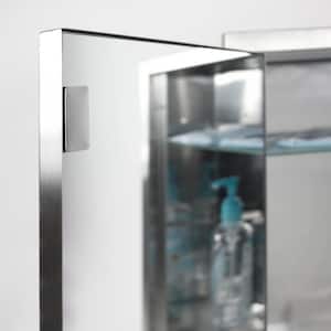 16 in. W x 26 in. H x 4-1/2 in. D Framed Single Door Stainless Steel Recessed Bathroom Medicine Cabinet in Brush Nickel