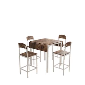 5-Piece Rustic Brown Wood Top Dining Table Set (Seats 4)