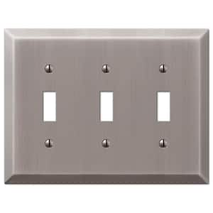 Metallic 3 Gang Toggle Steel Wall Plate - Antique Nickel