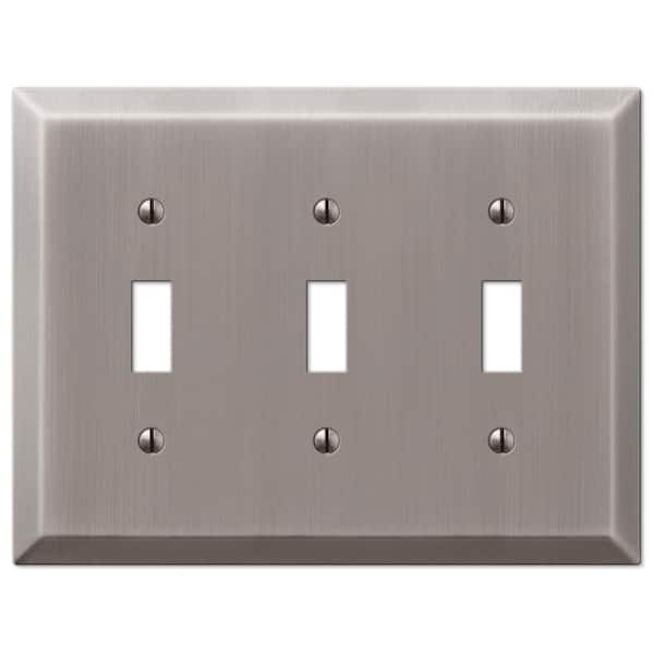 AMERELLE Metallic 3 Gang Toggle Steel Wall Plate - Antique Nickel