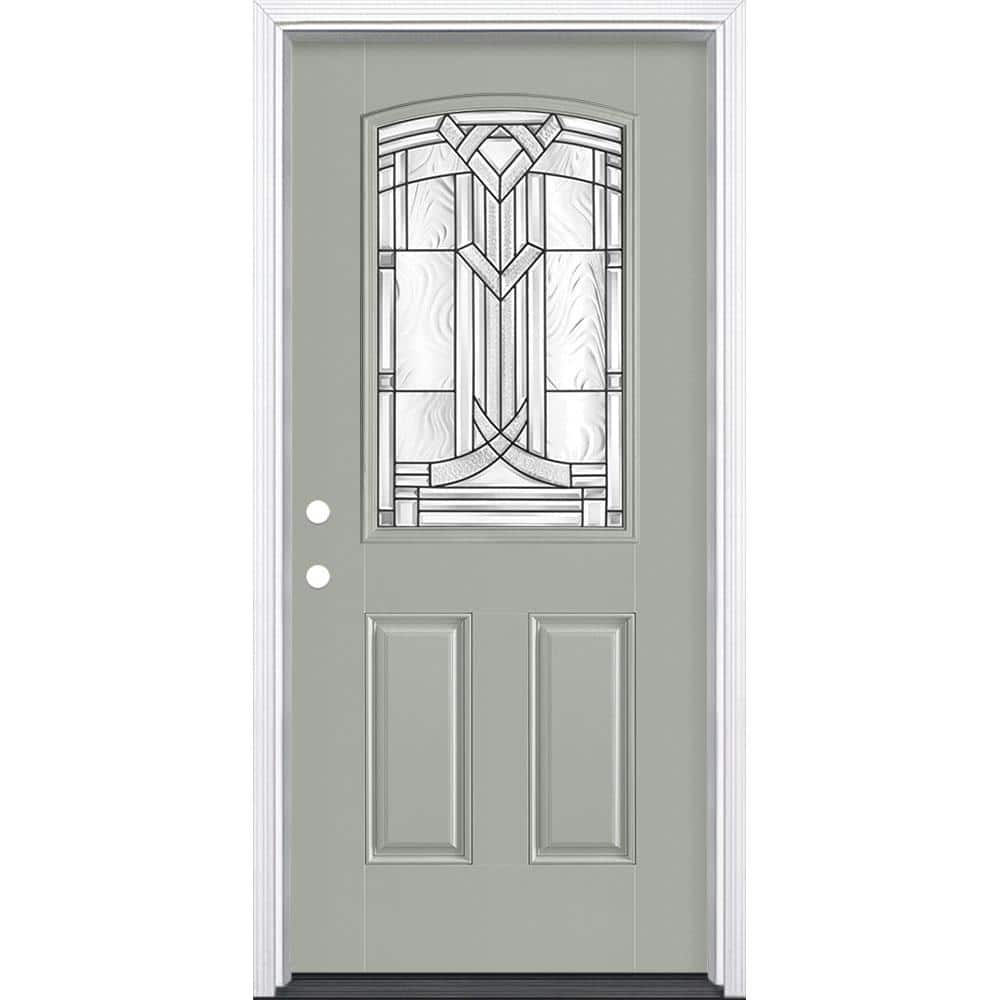 36 in. x 80 in. Chatham Camber Top Half Lite Right-Hand Painted Smooth Fiberglass Prehung Front Door w/ Brickmold price history on PriceWatchPro
