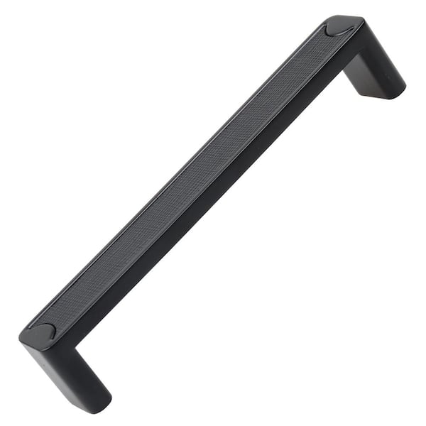 GlideRite 5 in. Center Matte Black Embossed Leather Strip Rectangle Cabinet Drawer Pulls (10-Pack)