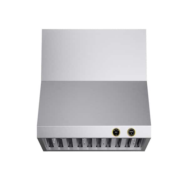 Kucht 30 in. 900 CFM Ducted Wall Mount Range Hood in Stainless Steel with Gold Accents and Digital Controls