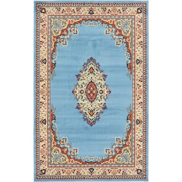 Unique Loom Reza Washington Light Blue 5' 0 x 8' 0 Area Rug