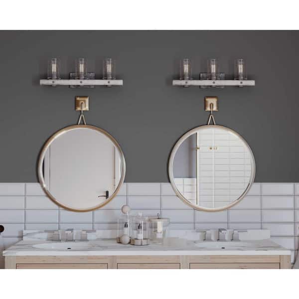 Gulliver Collection 24 in. 3-Light Galvanized Finish Clear Seeded Glass Coastal Bathroom Vanity Light