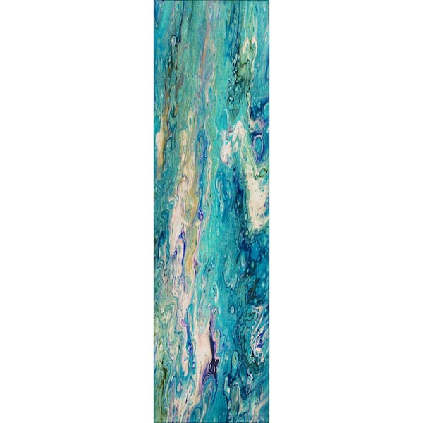 Addison Rugs Copeland Lagoon 2 ft. 3 in. x 7 ft. 6 in. Abstract Runner ...