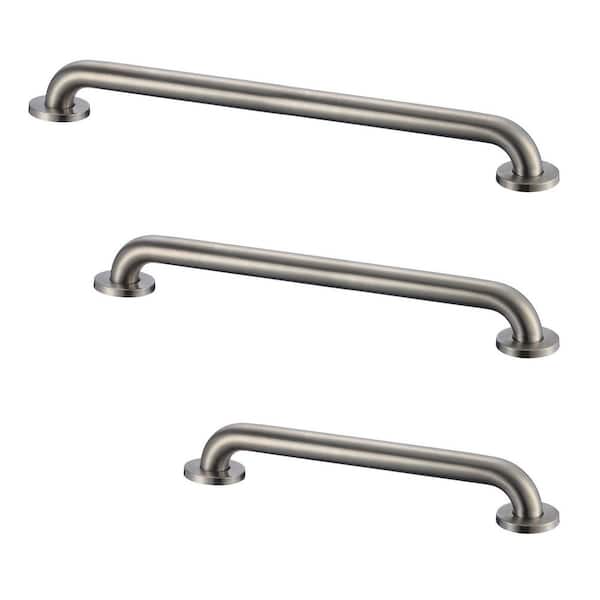 3-Pack 18in., 36 in. and 42 in. x 1.5 in. Dia. Stainless Steel Grab Bar Bundle in Brushed for Bathroom Restrooms