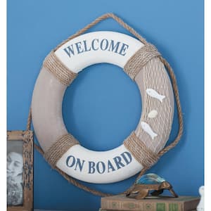 Resin White Rope Life Ring Sign Wall Decor