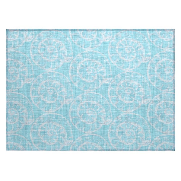Surfside 1 ft. 8 in. x 2 ft. 6 in. Blue Geometric Indoor/Outdoor Area Rug