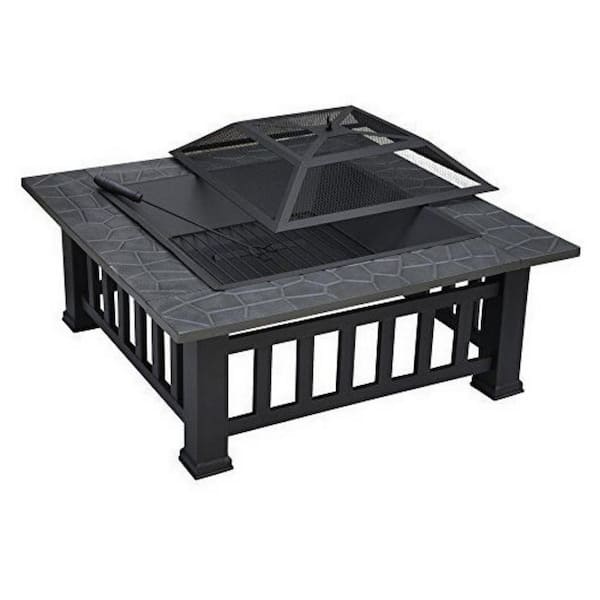 Unbranded Outdoor 32 in. Charcoal Antique Finish Fire Pit with Cover