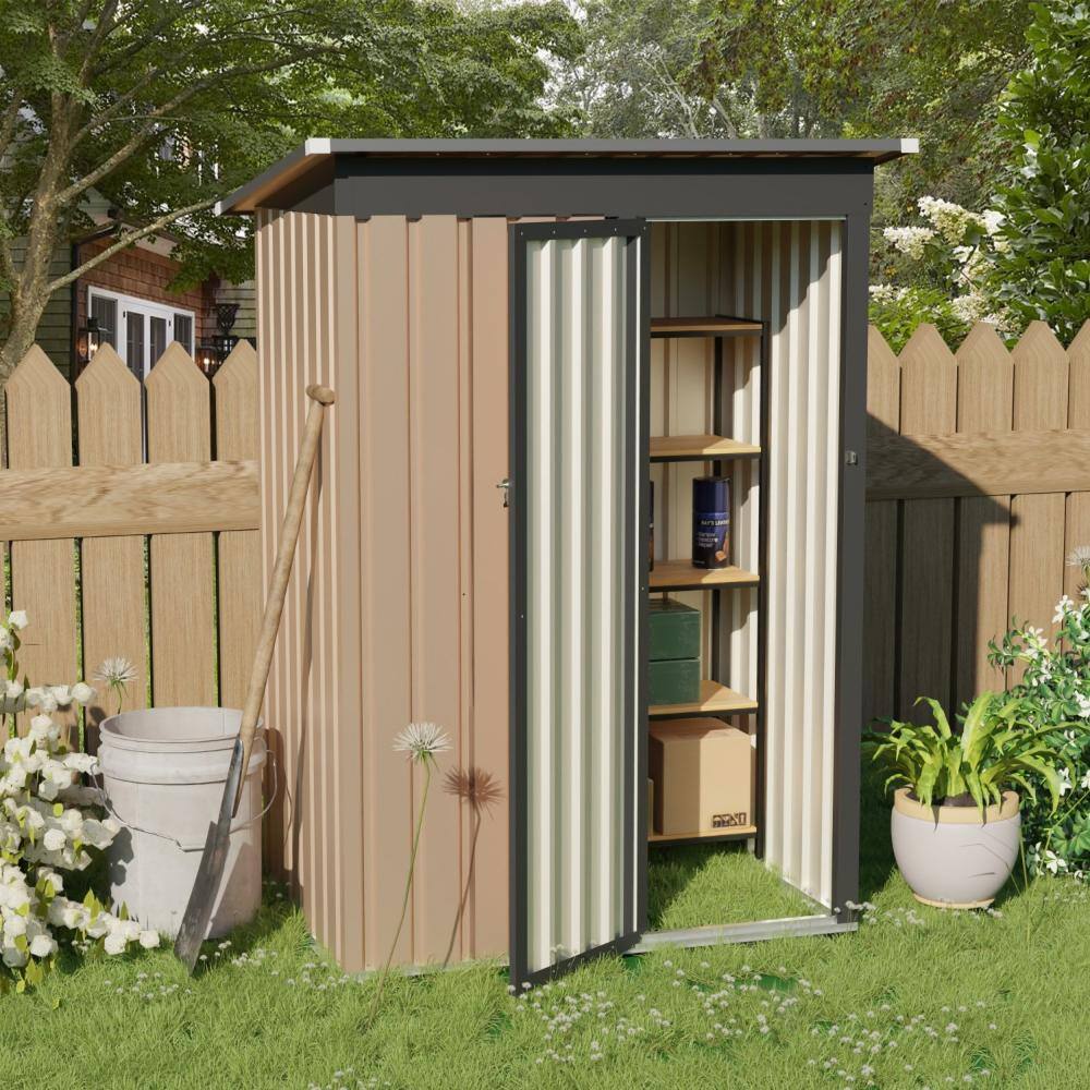 5x3 ft Outdoor Metal Garden Shed with Pent Roof , Hinge Door, Galvanized Steel Storage for Tools, Coverage Area-13 sq.ft price history on PriceWatchPro