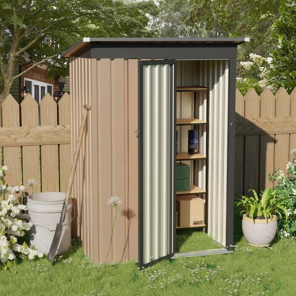 5x3 ft Outdoor Metal Garden Shed with Pent Roof , Hinge Door, Galvanized Steel Storage for Tools, Coverage Area-13 sq.ft