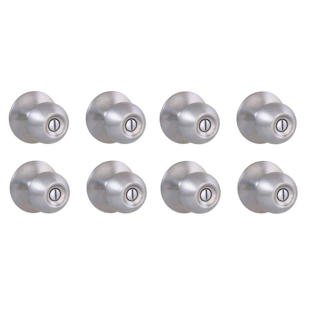 Saturn Stainless Steel Bed/Bath Door Knob 8-Pack