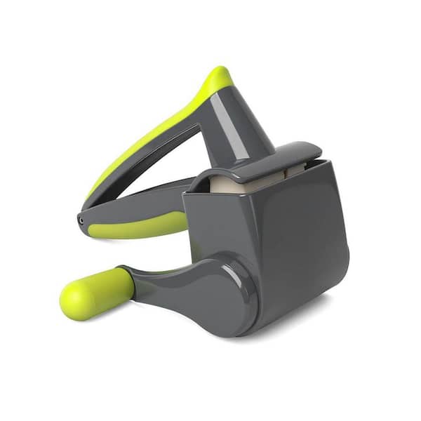 Rotary Cheese Grater Gray Green Hand Crank with Fine and Coarse Drums Ergonomic Handle for Hard Cheese