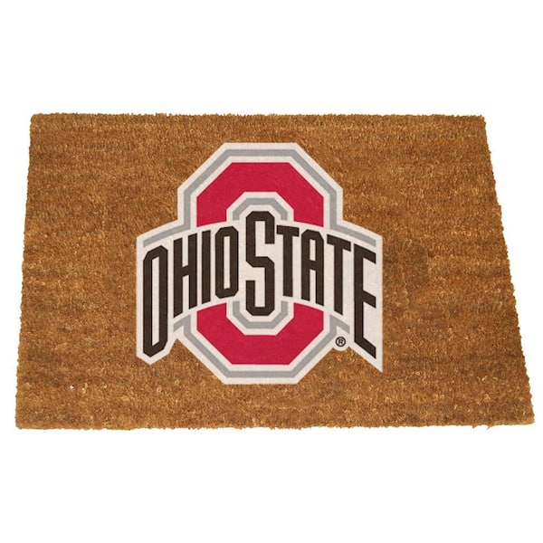 Ohio St Brown 29.5 in. x 19.5 in. Coir Fiber Colored Logo Door Mat