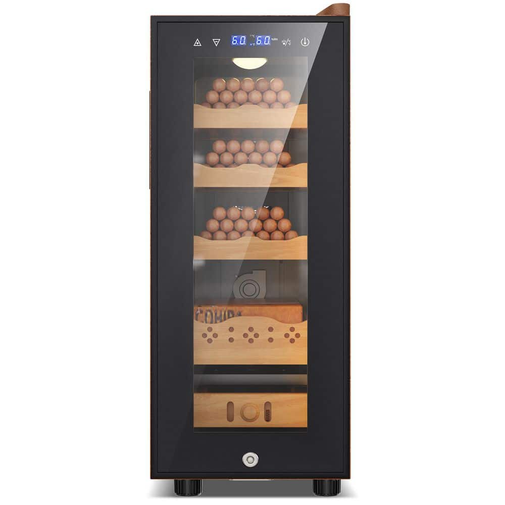 10.24 in. 35L Single Zone Electric Humidor with Leather, 250-Counts Capacity,with Safety Lock, Beverage Cooler in Brown price history on PriceWatchPro