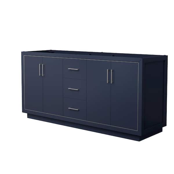 Wyndham Collection Icon 71 in. W x 21.75 in. D x 34.25 in. H Double Bath Vanity Cabinet without Top in Dark Blue