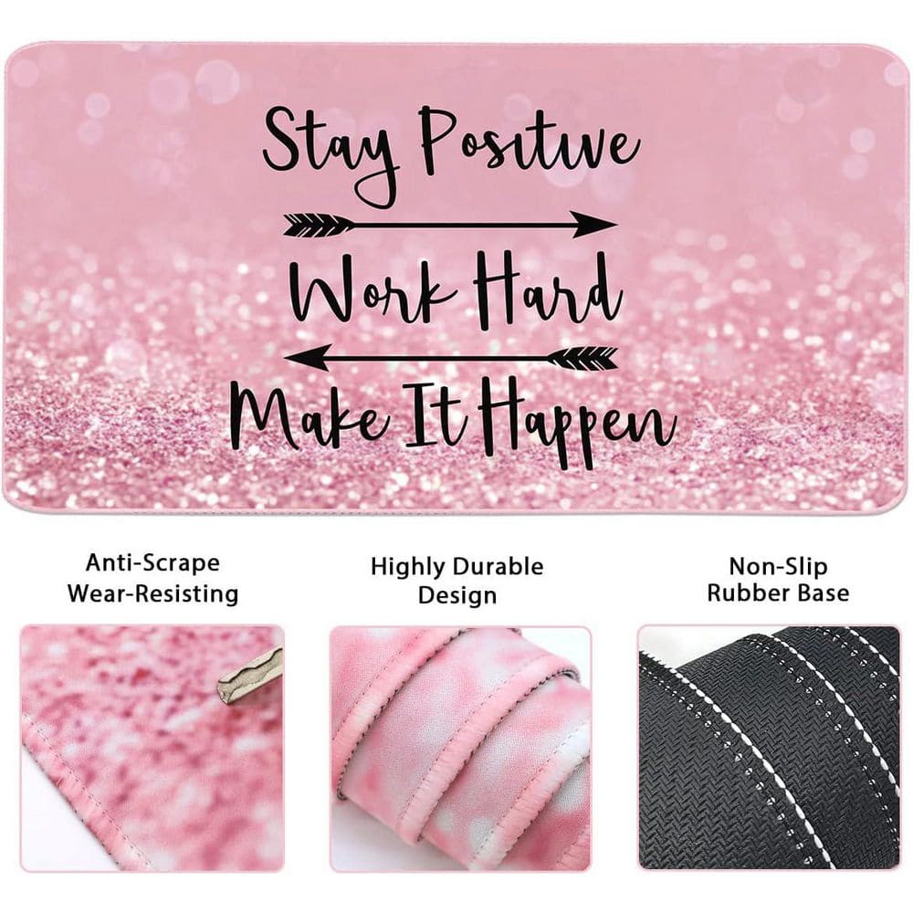 Large Mouse Pad and Keyboard Wrist Rest 4-in-1 Set with Wrist Support Desk Mat Pink for Gaming Home Office - Thumbnail 2