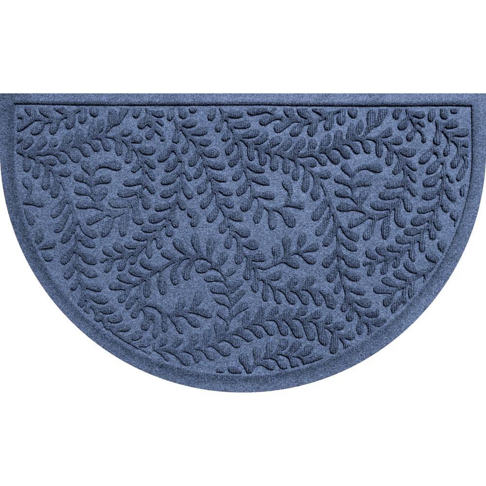 Waterhog Boxwood Navy 24 in. x 39 in. Half Round PET Polyester Indoor Outdo