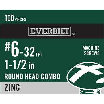 Everbilt #6-32 x 3/4 in. Combo Round Head Stainless Steel Machine Screw (6-Pack) 814151