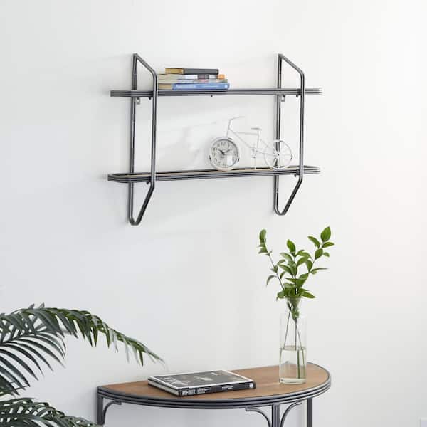 Gray 3 Shelves Wood Wall Shelf