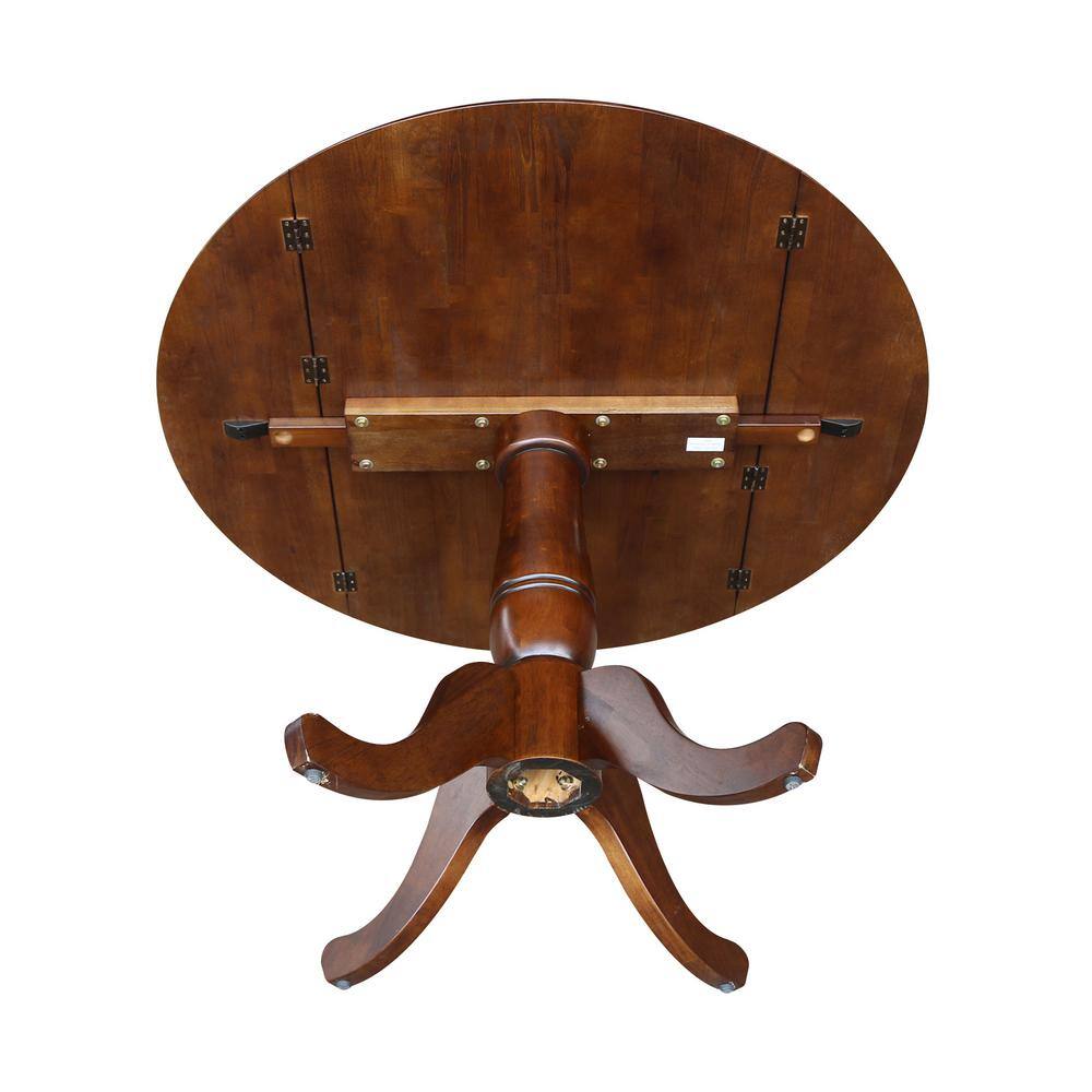 Espresso Solid Wood 3-Piece Round Pedestal Dining Set