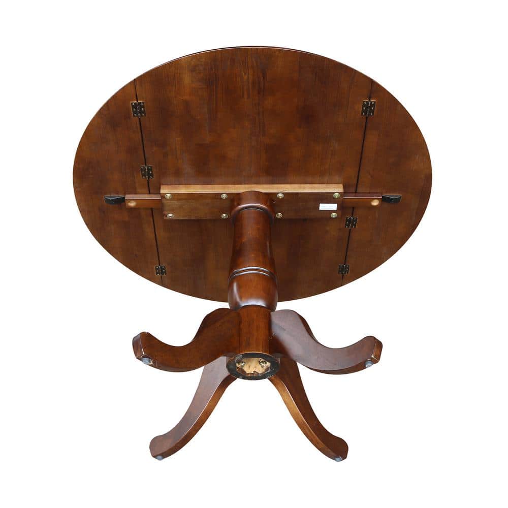 Cottage Charm Espresso 42" Round Wood Extendable Dining Table