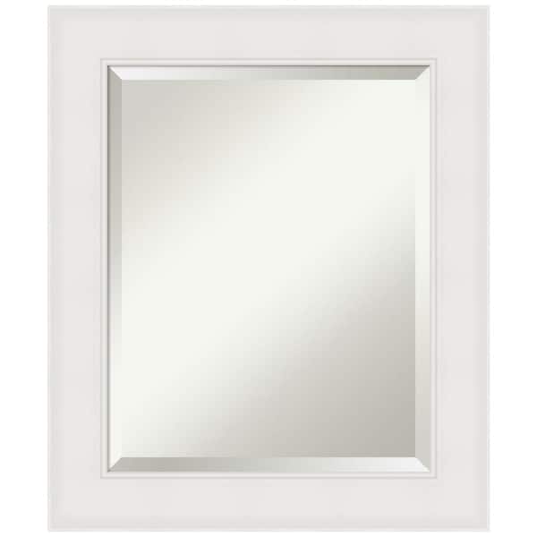 Amanti Art Textured White 21.25 in. x 25.25 in. Beveled Coastal Rectangle Framed Bathroom Wall Mirror in White