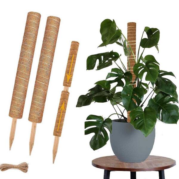 .N/A 17 in. Coir Moss Pole 2-Pack for Climbing Plants, Stackable Plant Support Stakes