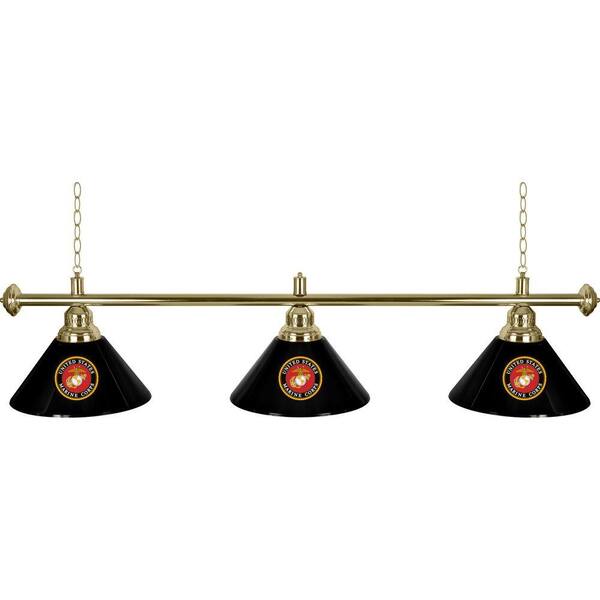 Trademark Global United States Marine Corps 60 in. Three Shade Black Hanging Billiard Lamp