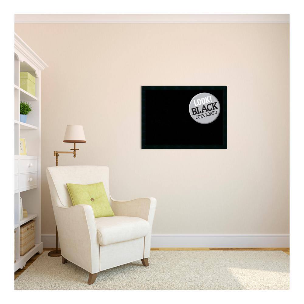 Mezzanotte Black Wood Framed Cork Bulletin Board, 30 x 22 Inches