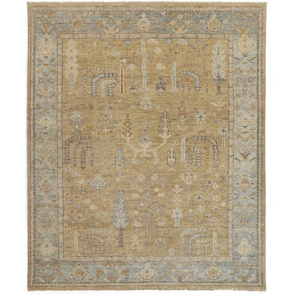 HomeRoots 5 x 8 Blue and Gray Floral Area Rug