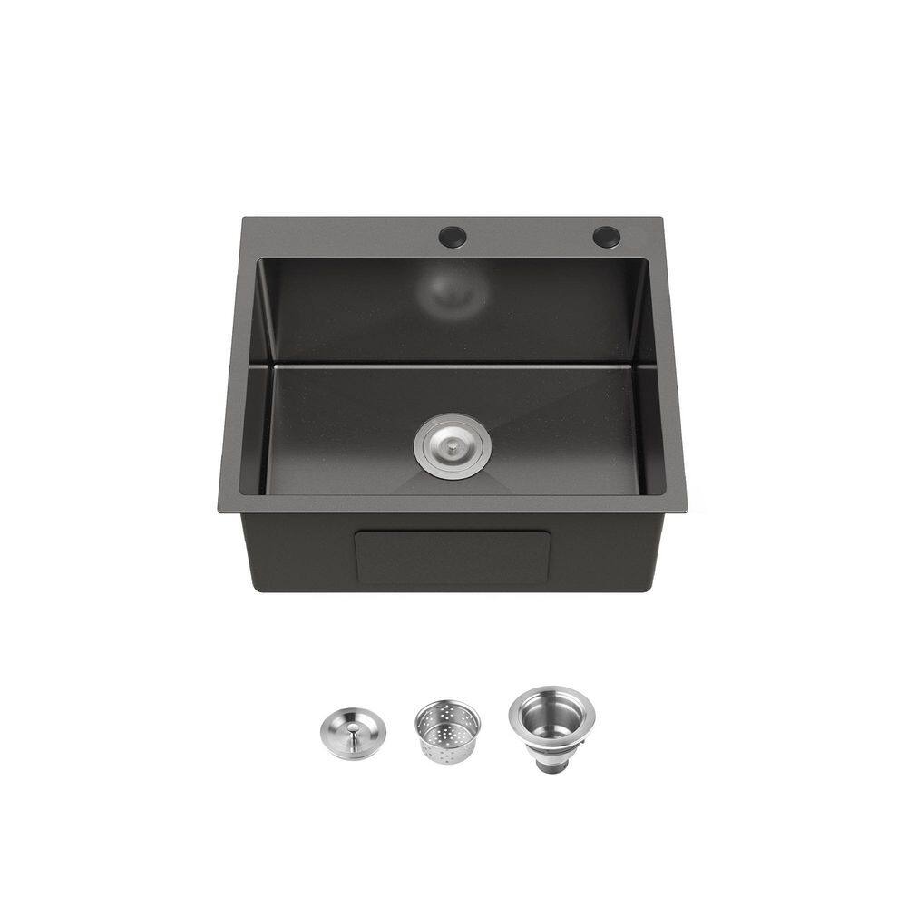 23 in. Drop-In Single Bowl 20 Gauge Black Stainless Steel Kitchen Sink price history on PriceWatchPro