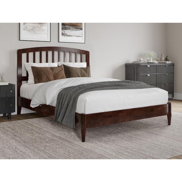 AFI Quincy Walnut Brown Solid Wood Frame Full Low Profile Platform Bed ...