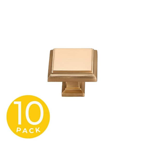 Sapphire Accent Series 1-1/4 in. Modern Gold Square Cabinet Knob