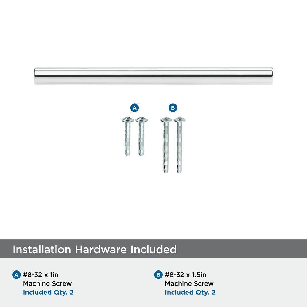 Polished Chrome Modern Bar Cabinet Pull with Mounting Hardware
