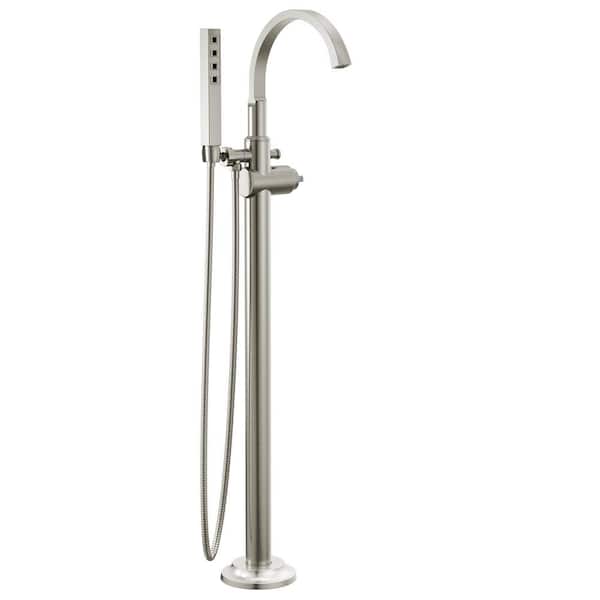 Delta Tetra 1-Handle Roman Tub Faucet Trim Kit with Hand Shower in Lumicoat Stainless (Valve and Handle Not Included)