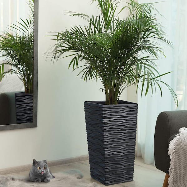 Primehome Garden 2-Pack 22 in Black Square Planters, Tapered